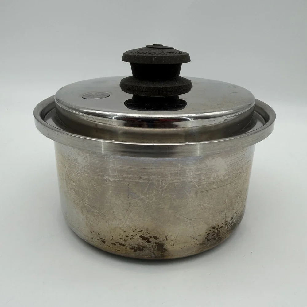 Vintage Saladmaster T304S Stainless Steel Sauce Pan Pot 1.5 Qt w/ Vapor Vent Lid
